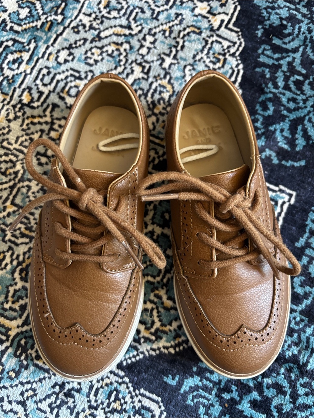Janie and Jack Brown Brogue-Style Kids Dress Oxfords